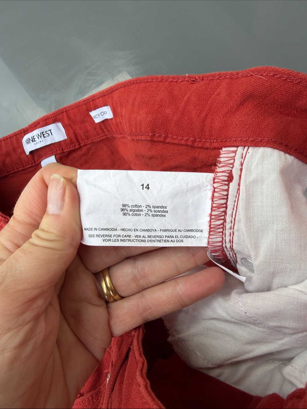 Nine West Gramercy crop raw edge Jeans in Brick red size 14 EUC - Picture 3 of 8